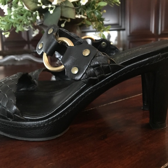COACH PHEBE PLATFORM SANDALS BLACK 7 PREOWNED - Picture 7 of 9
